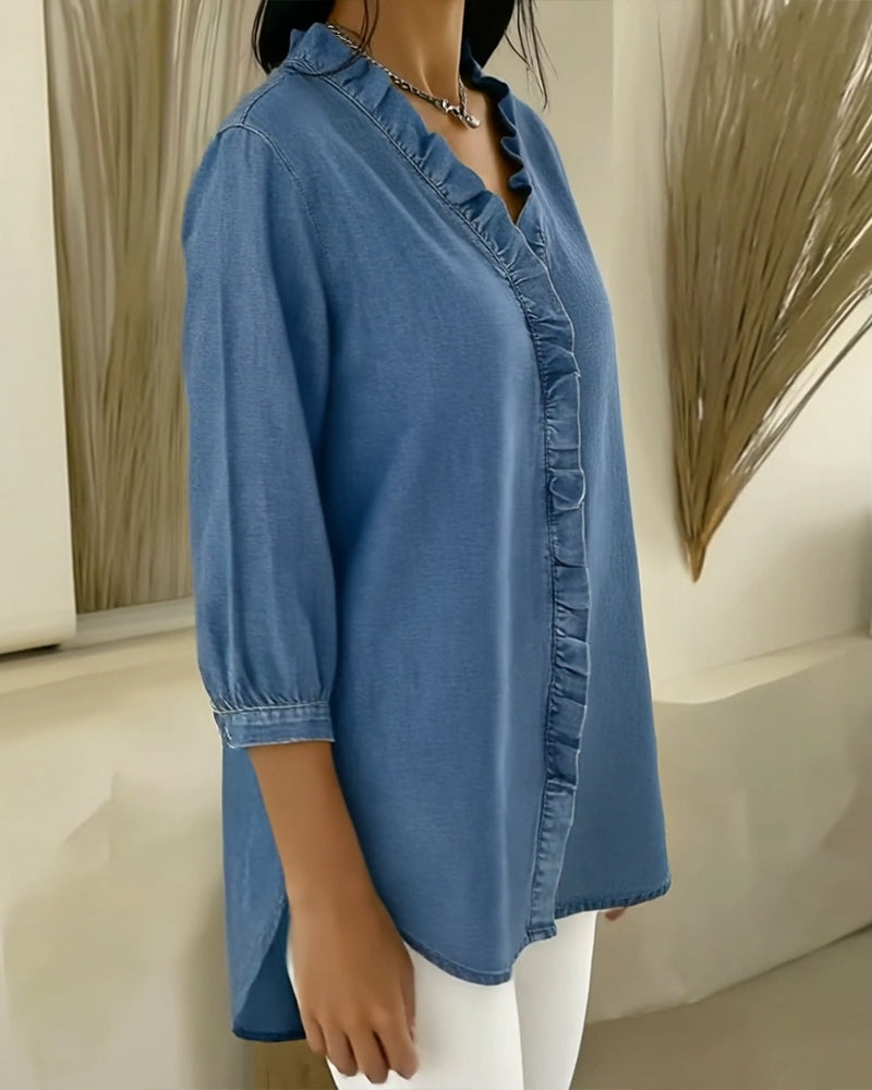 Elvari – Blusa elegante con detalles de volantes