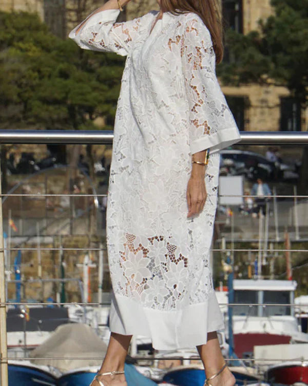 ALINA – VESTIDO BLANCO DE ENCAGE ELEGANTE