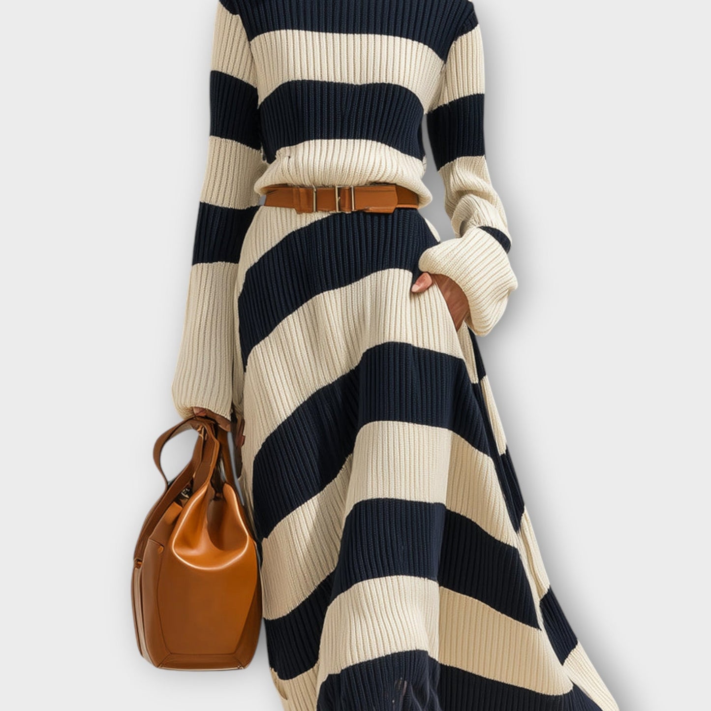 Vestido Maxi a Rayas de Punto