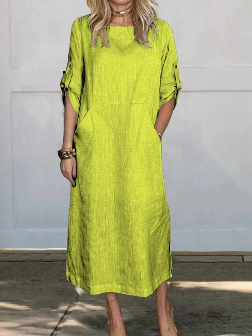 Mia™ - Vestido de Lino Sencillo y Cómodo con Bolsillos