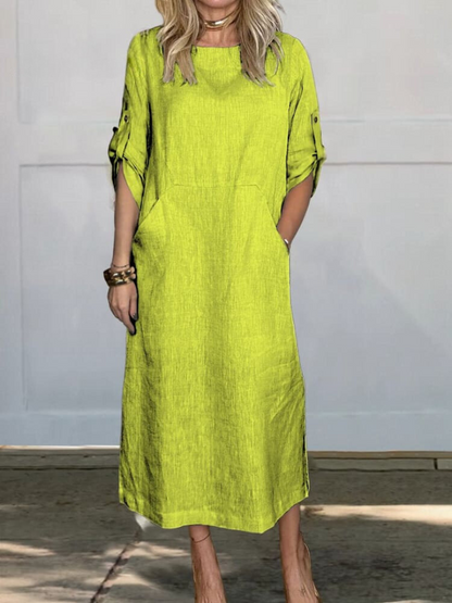 Mia™ - Vestido de Lino Sencillo y Cómodo con Bolsillos