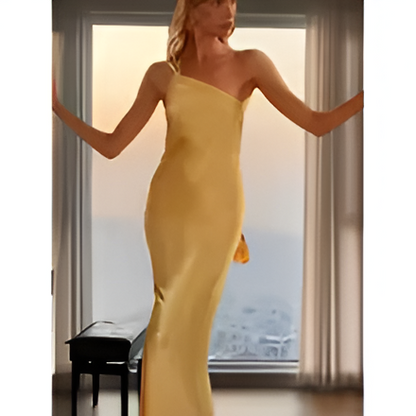Vestido Sin Mangas de Niñas con Espalda Descubierta y Cuello Diagonal