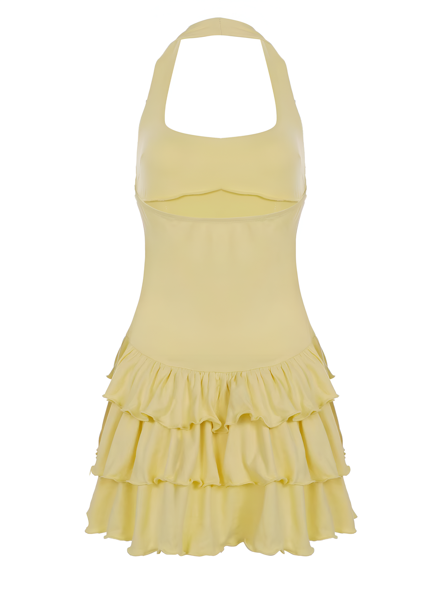 Vestido de Verano Bodycon Mini con Cuello Halter y Volantes para Mujer