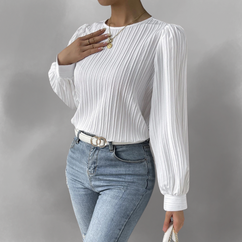 Carly – Blusa de Manga Larga Plisada
