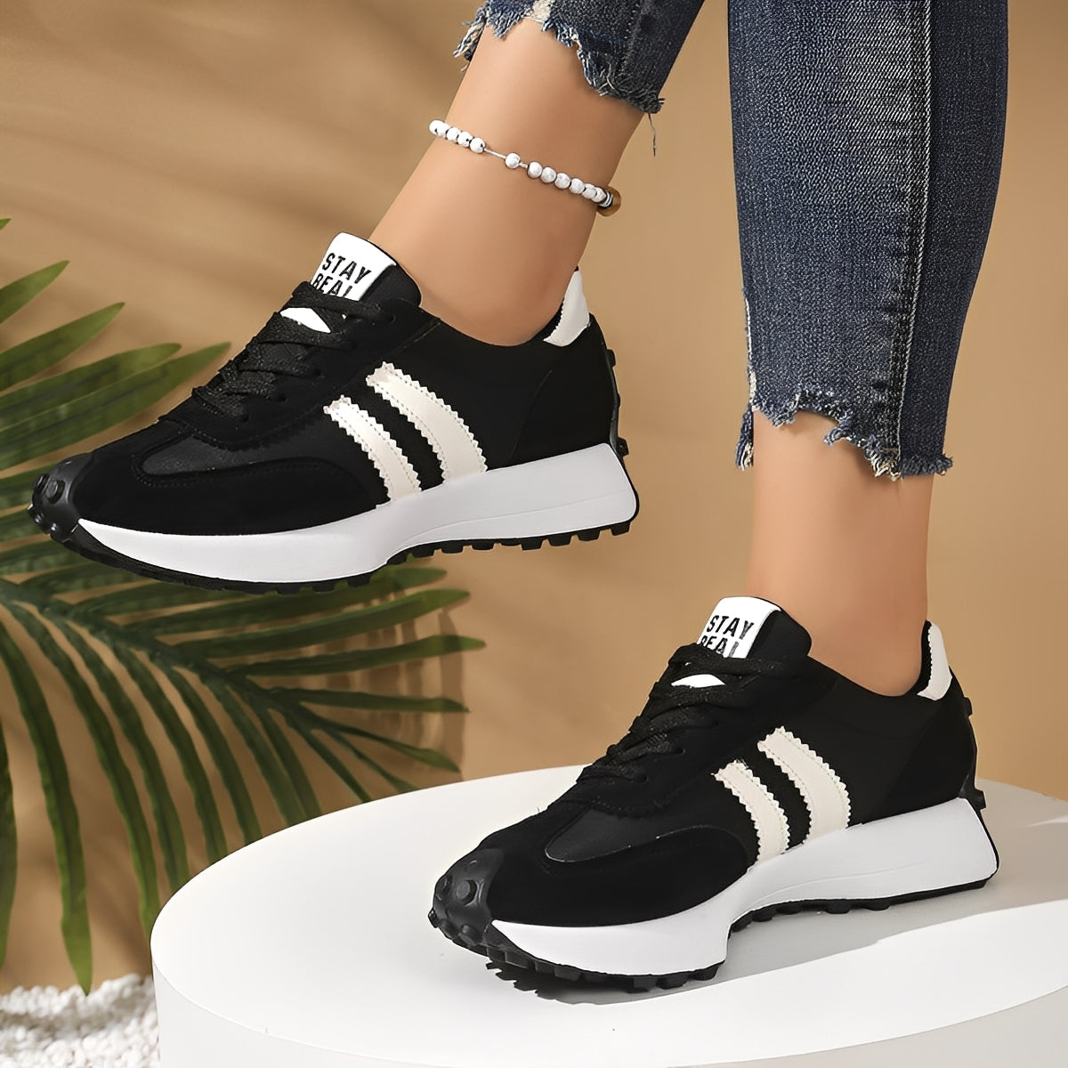 Lauren - Zapatillas casuales con suela gruesa para mujer