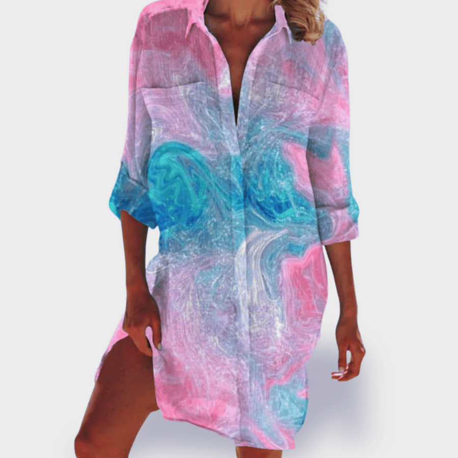 Tessa – Camisa de Impresión Vibrante de Verano