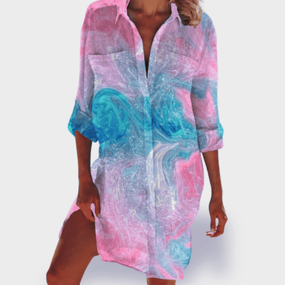 Tessa – Camisa de Impresión Vibrante de Verano