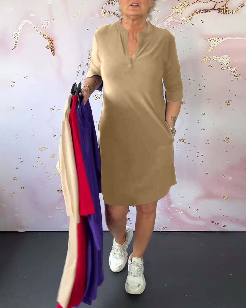 Olivia™ - Vestido Casual Cómodo con Escote en V Sólido