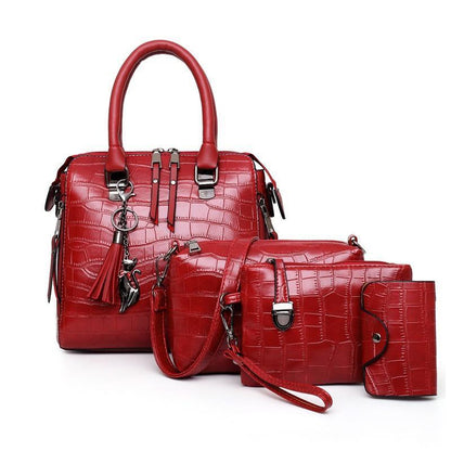 Palmer - Set de bolso de 4 piezas con patrón de cocodrilo