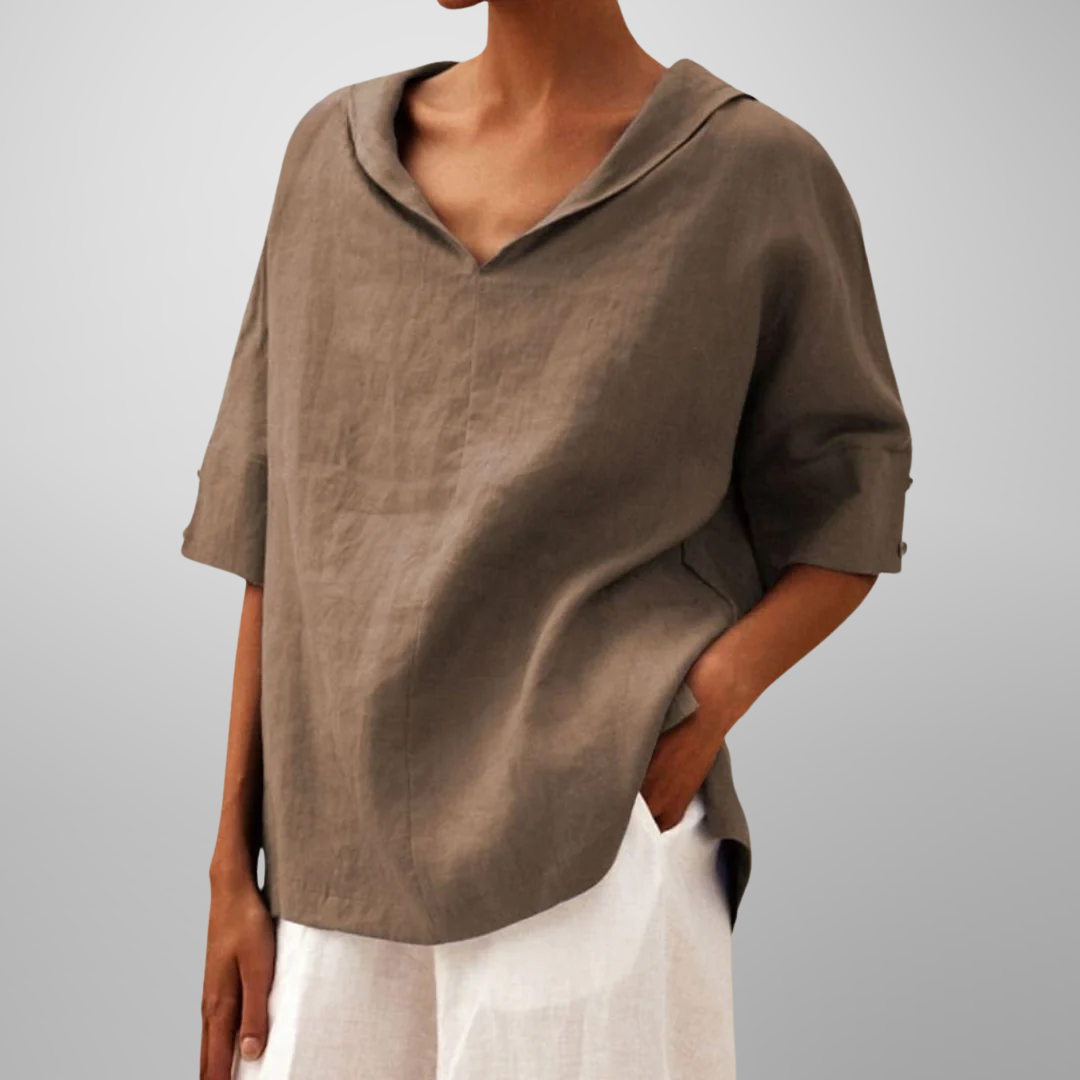 Molly – Top V-Neck con Cuello Relajado