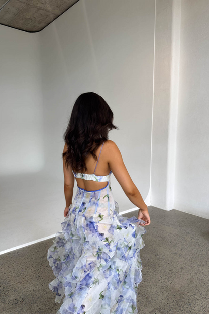 Noemi - Vestido Maxi con Tirantes Espagueti y Estampado Floral
