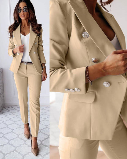 Conjunto Dama Doble Pecho – Blazer a Medida & Pantalones Elegantes