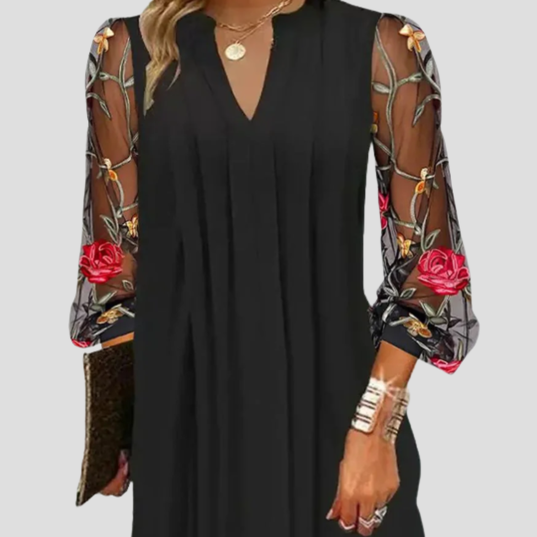 Natalia - Elegante minivestido con mangas transparentes