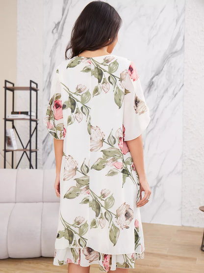 Violeta | Elegante vestido de gasa con estampado floral