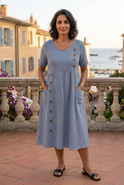 Vestido a Rayas de Verano - Corte Fluido y Elegante
