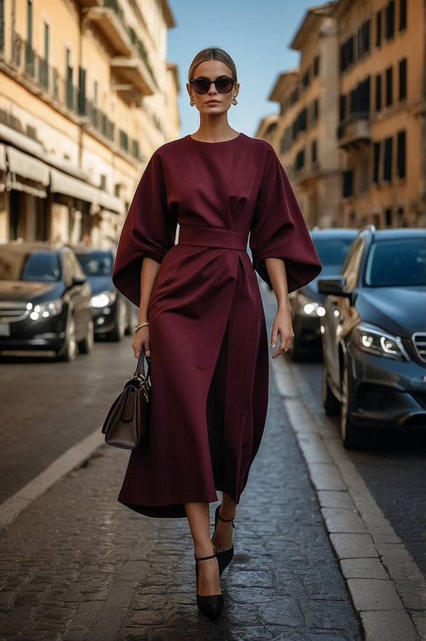 Vestido elegante con mangas abullonadas