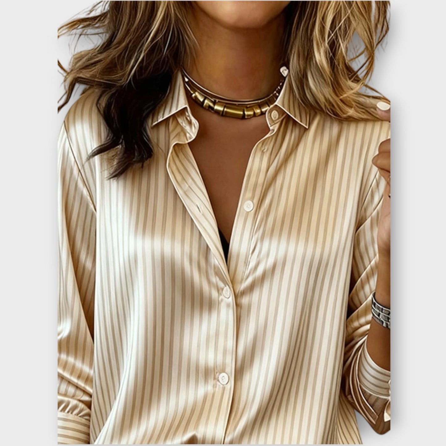Blusa a Rayas con Botones en Estilo Sedoso
