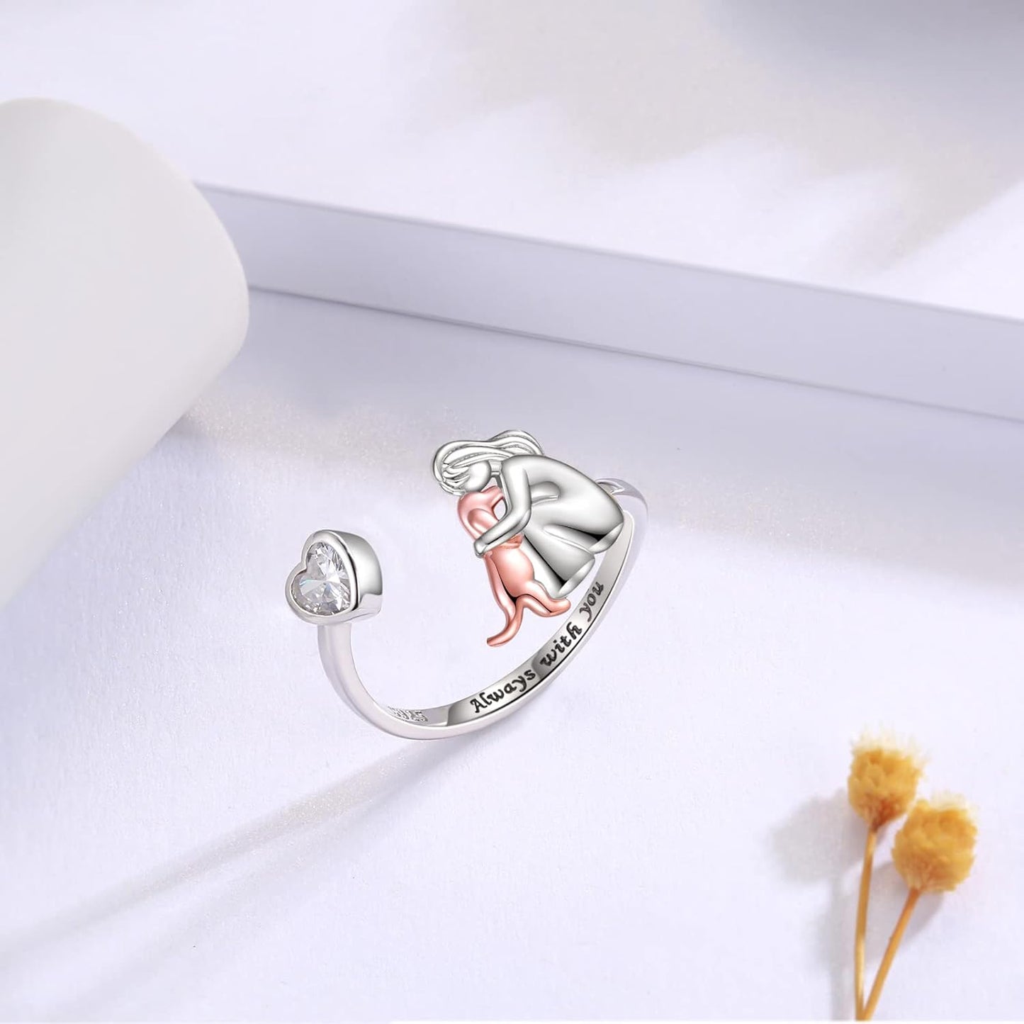 Elisa - Anillo con ícono de perro (Rosa)