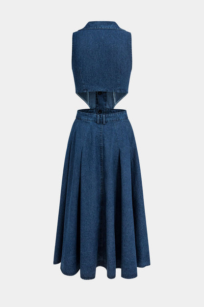 Alia Vestido de mezclilla sin mangas con corte