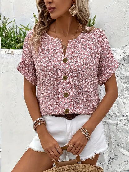 Cindy™ | Blusa de Cuello Notched con Estampado Floral