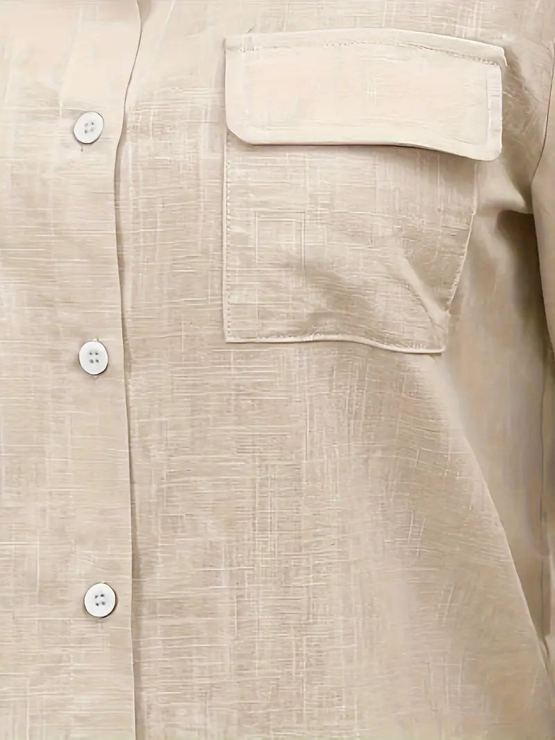 Athena - Camisa de Algodón con Bolsillos Frontales