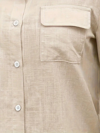 Athena - Camisa de Algodón con Bolsillos Frontales