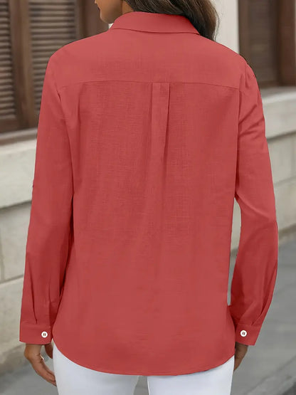 Athena - Camisa de Algodón con Bolsillos Frontales
