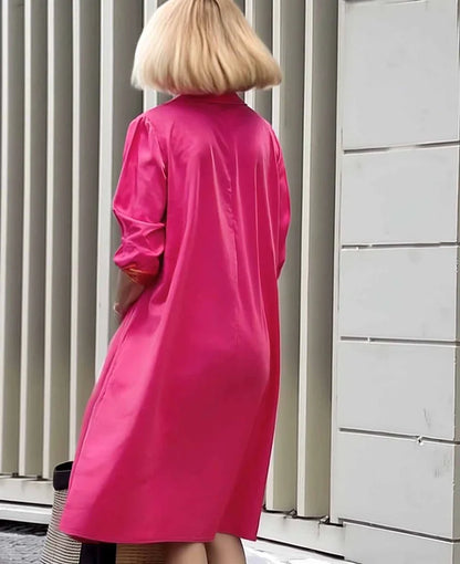Vireya - Vestido Midi con Cuello de Camisa y Bolsillos