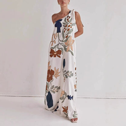 MILLIE – VESTIDO MAXI IMPRESO DE UN HOMBRO