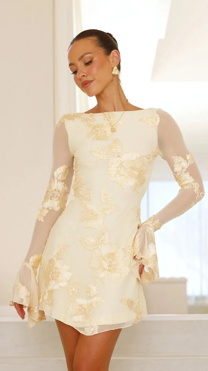 Vestido Mini Impreso Sin Espalda
