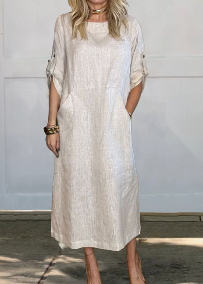 Mia™ - Vestido de Lino Sencillo y Cómodo con Bolsillos
