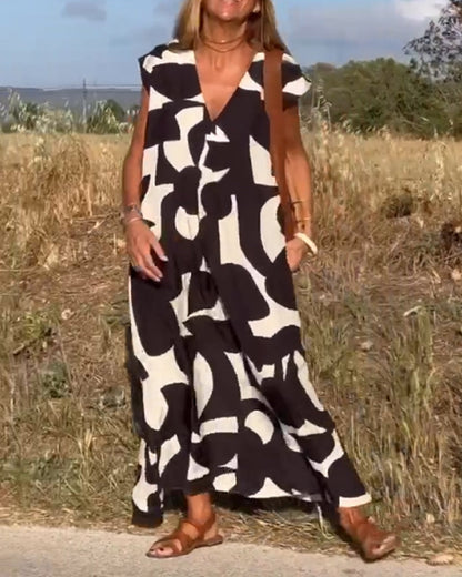 Sarinya - Vestido Impreso Con Escote en V