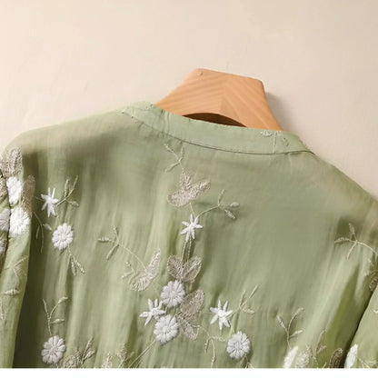 Peyton - Top de Algodón con Flores Bordadas