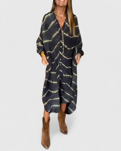 PAISLEY – VESTIDO CAMISERO DRAPEADO CON TIE-DYE