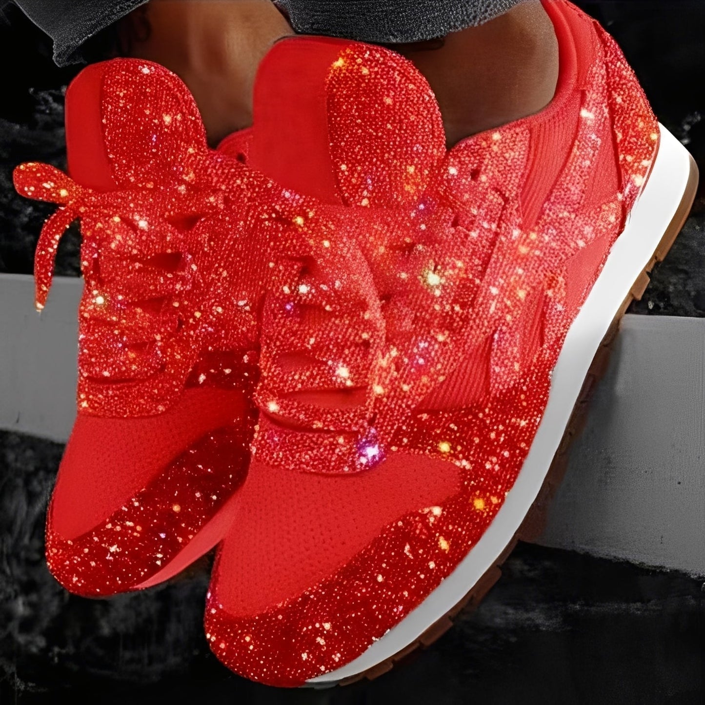Kaycee - Zapatillas Muffin brillantes y casuales para mujer