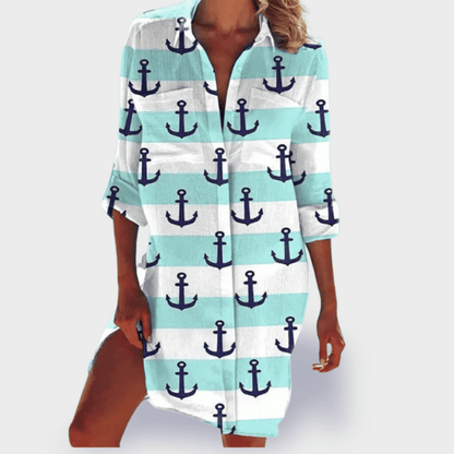Tessa – Camisa de Impresión Vibrante de Verano