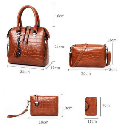 Palmer - Set de bolso de 4 piezas con patrón de cocodrilo