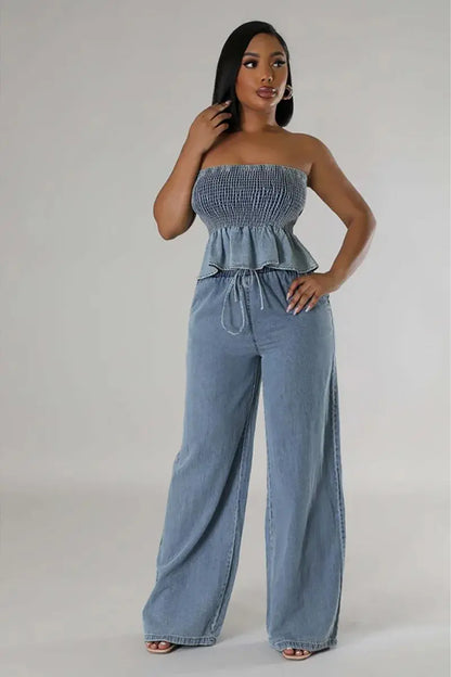 ISLA – CONJUNTO DE DENIM ESTILOSO DE DOS PIEZAS