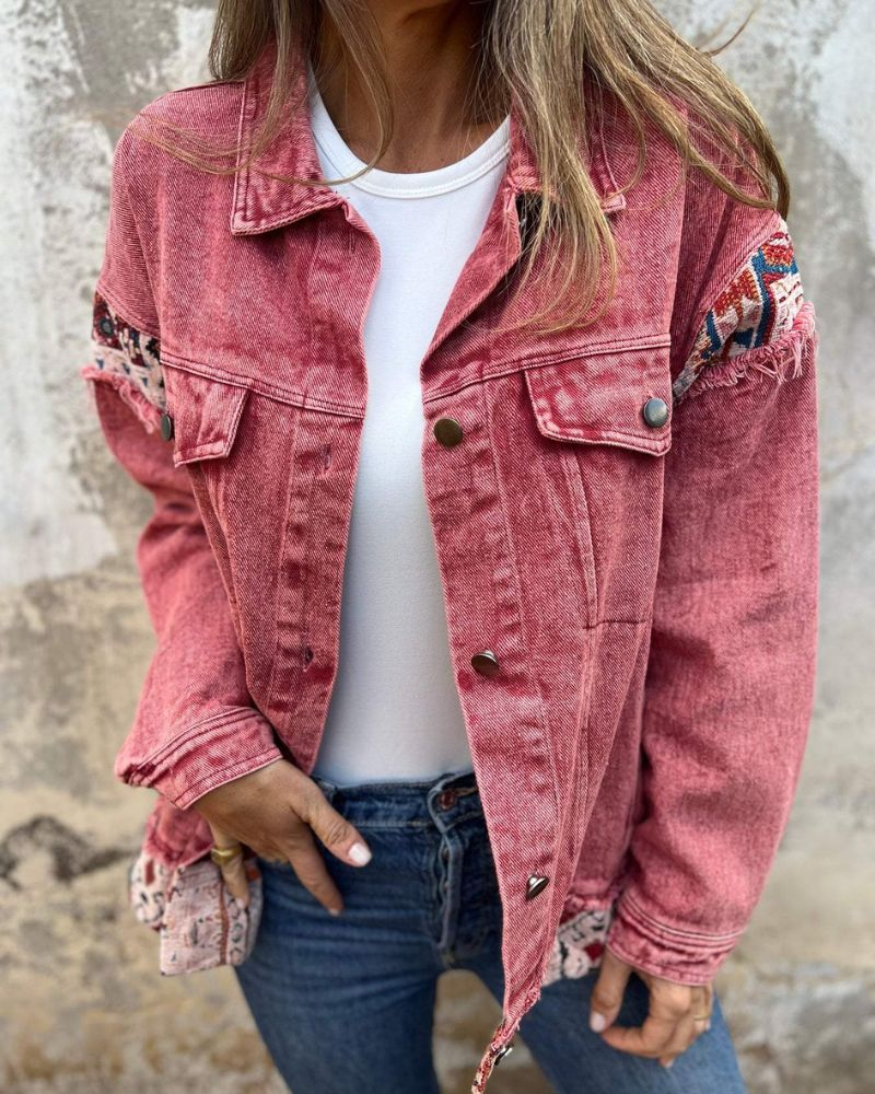 EVA - Chaqueta Casual de Parchwork de Denim