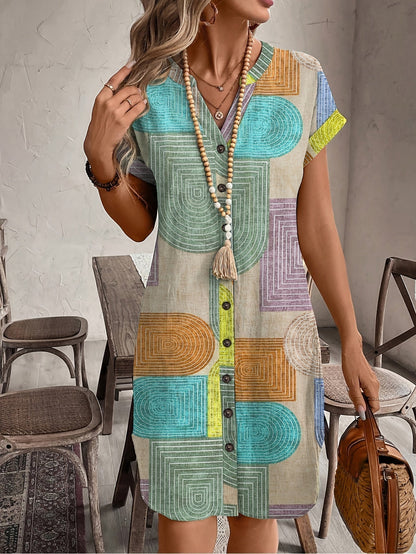 Mira | Vestido de Verano Geométrico con Escote en V
