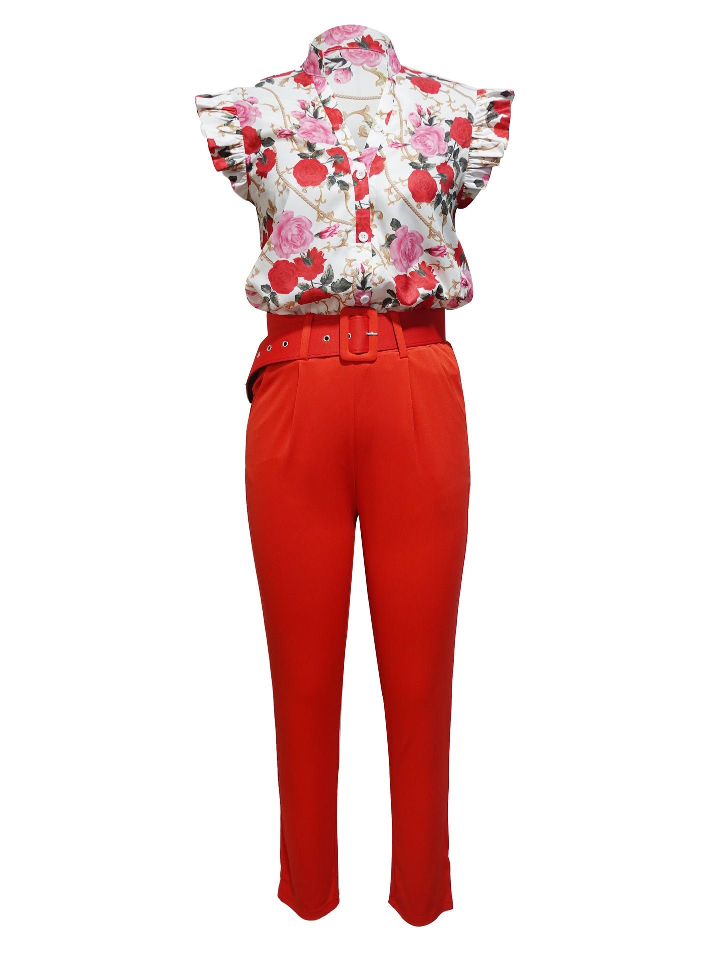 Rainie - Conjunto Elegante con Mangas con Volantes