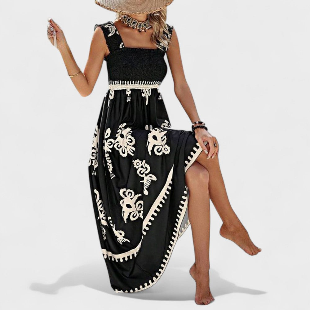 Liora | Vestido Maxi con Cuerpo Fruncido