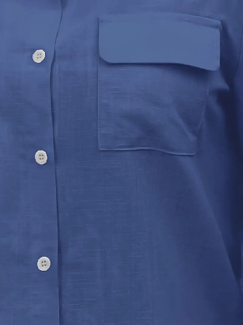 Athena - Camisa de Algodón con Bolsillos Frontales