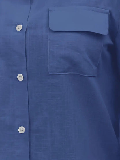 Athena - Camisa de Algodón con Bolsillos Frontales