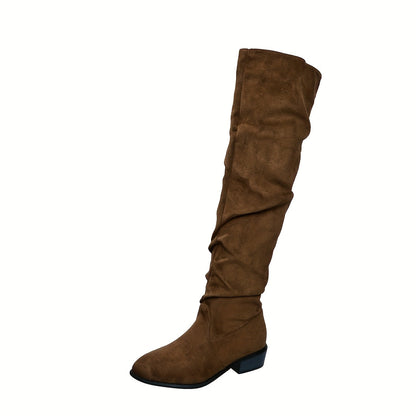 Versión alargada Botas de mujer apiladas a la moda Versátiles sobre la rodilla