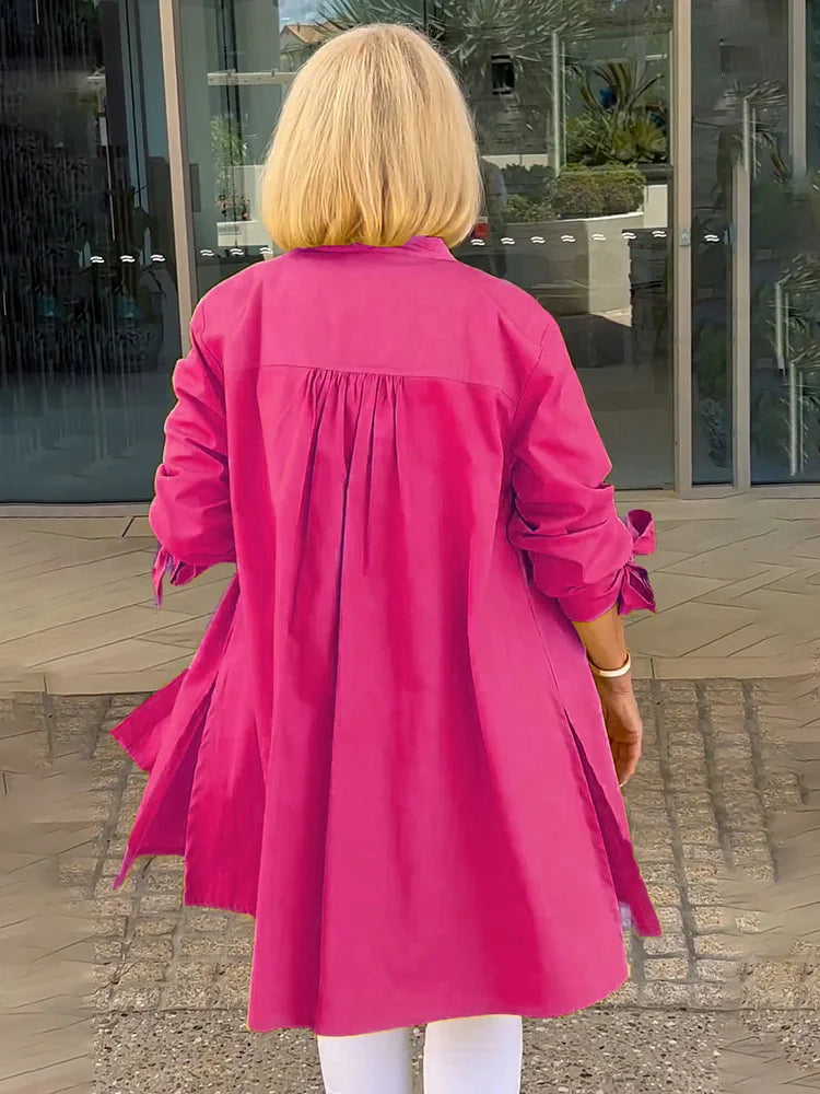 Elliora - Chaqueta de Camisa de Algodón con Espalda Fruncida