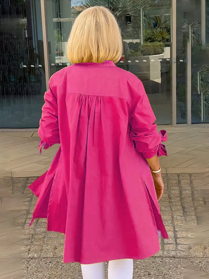 Elliora - Chaqueta de Camisa de Algodón con Espalda Fruncida