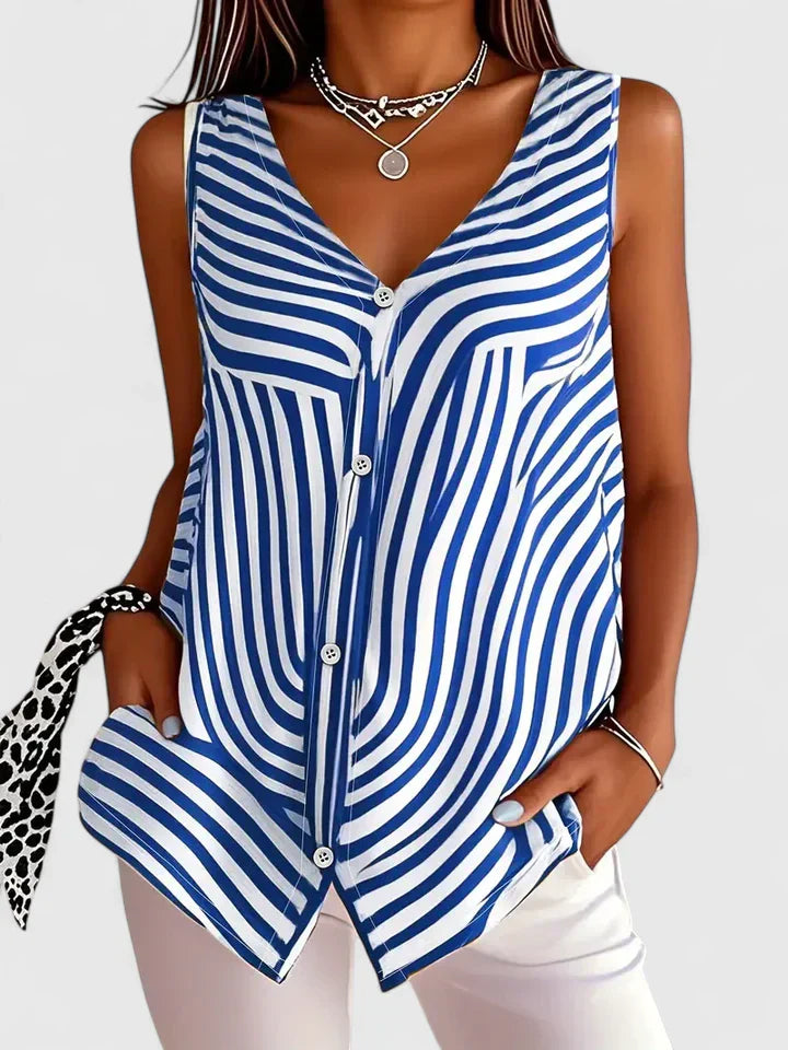 SHANE – CAMISA RELAJADA DE BOTONES CON ESCOTE EN V