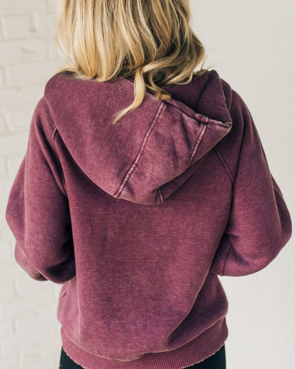 NALAS - Sudadera con Capucha Henley de Lavado Ácido