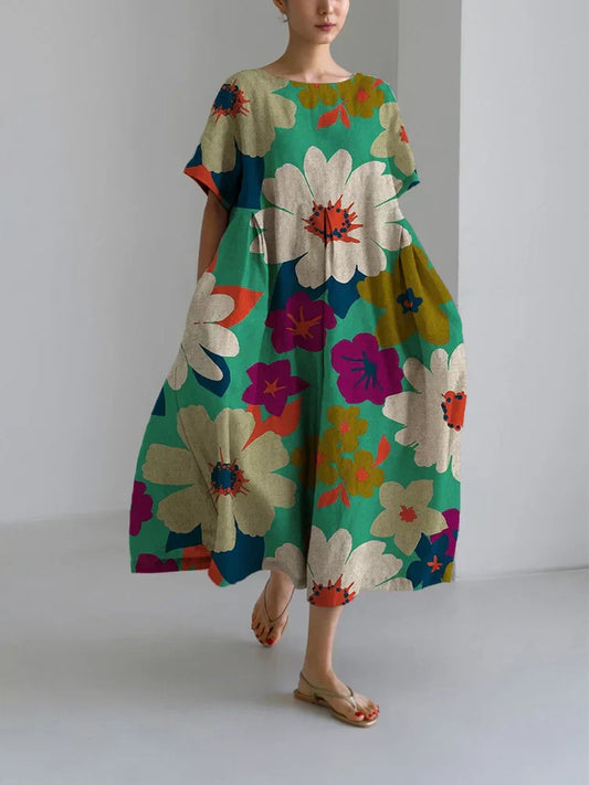 Yvette - Vestido Midi Floral Suelto y Cómodo